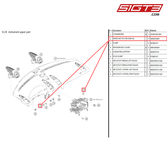 SPEED NUT M 5 C45 C642+GL - 99950755601 [PORSCHE 718 Cayman GT4 Clubsport]