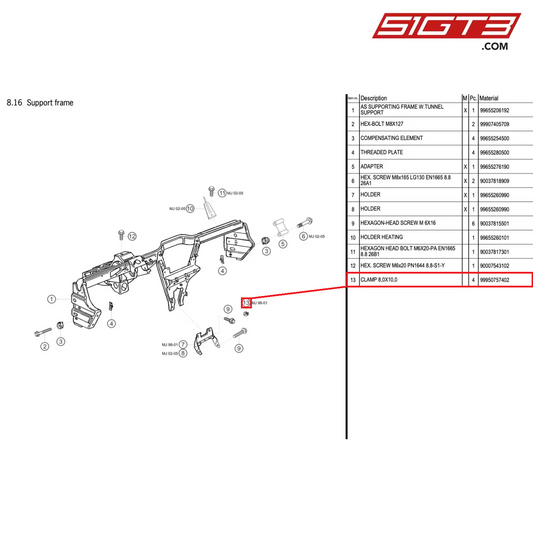 CLAMP 8,0X10,0 - 99950757402 [PORSCHE 996 GT3 Cup]