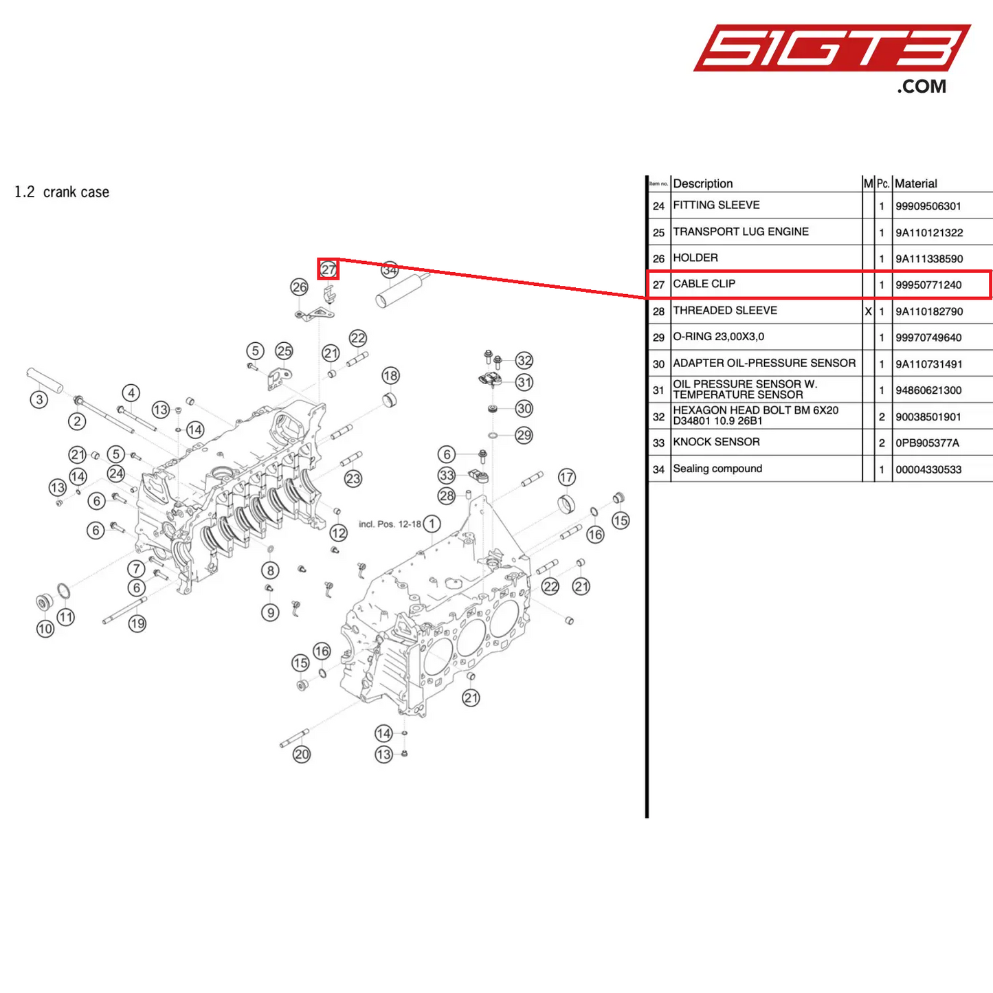 CABLE CLIP - 99950771240 [PORSCHE 991.2 GT3 Cup]