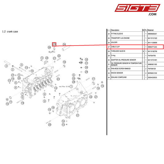 CABLE CLIP - 99950771240 [PORSCHE 991.1 GT3 Cup (2017)]