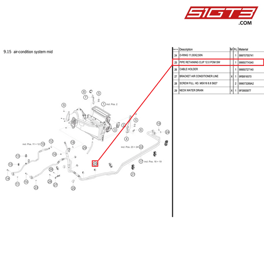 PIPE RETAINING CLIP 12.0 POM SW - 99950774340 [PORSCHE 992.1 GT3 R]