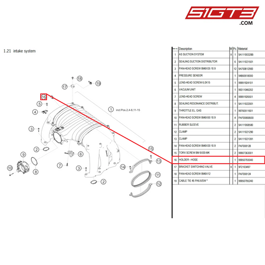 HOLDER - HOSE - 99950793040 [PORSCHE 718 Cayman GT4 Clubsport]