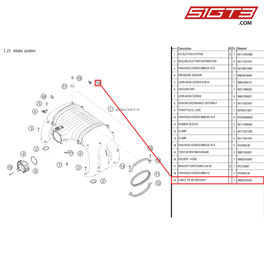 CABLE TIE 45 PA6.6/SW * - 99950795240 [PORSCHE 718 Cayman GT4 Clubsport]