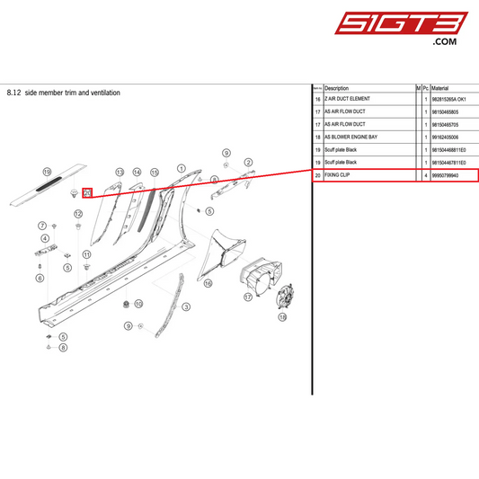 FIXING CLIP - 99950799940 [PORSCHE 718 Cayman GT4 RS Clubsport]