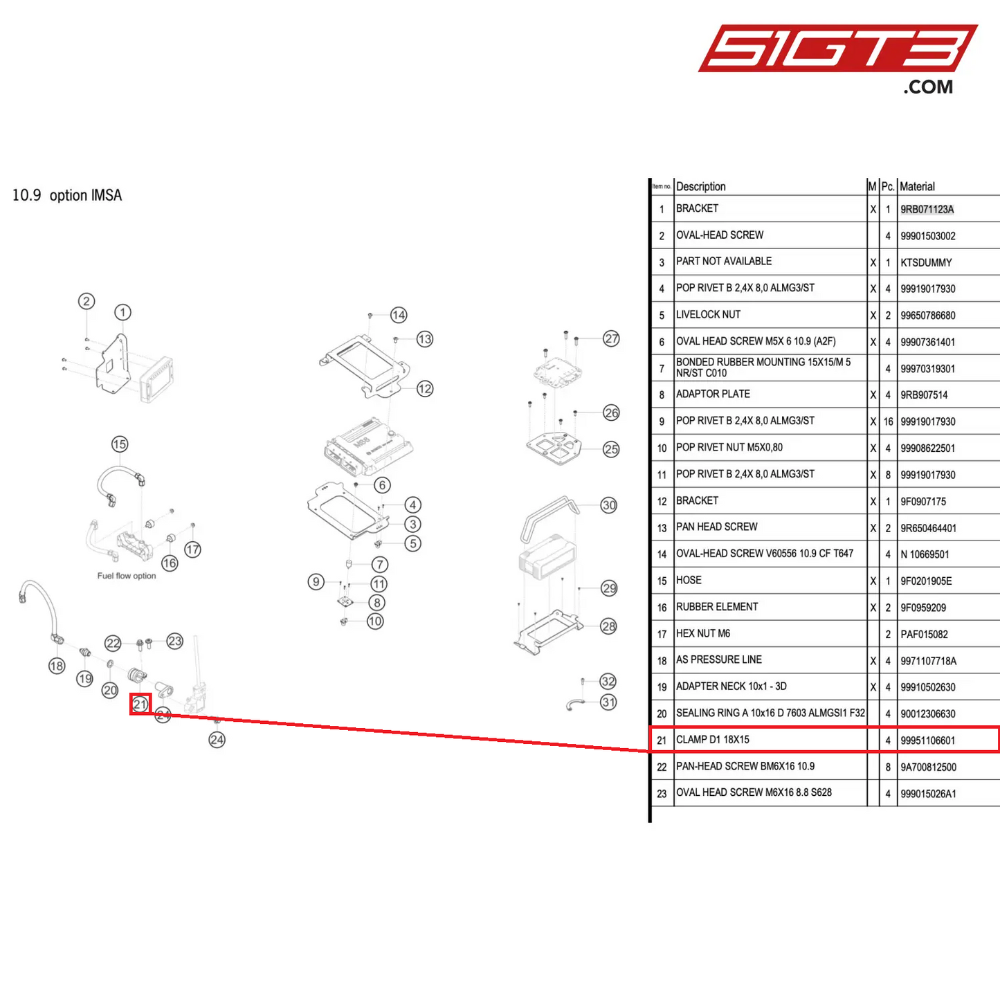 CLAMP D1 18X15 - 99951106601 [PORSCHE 992.1 GT3 R]