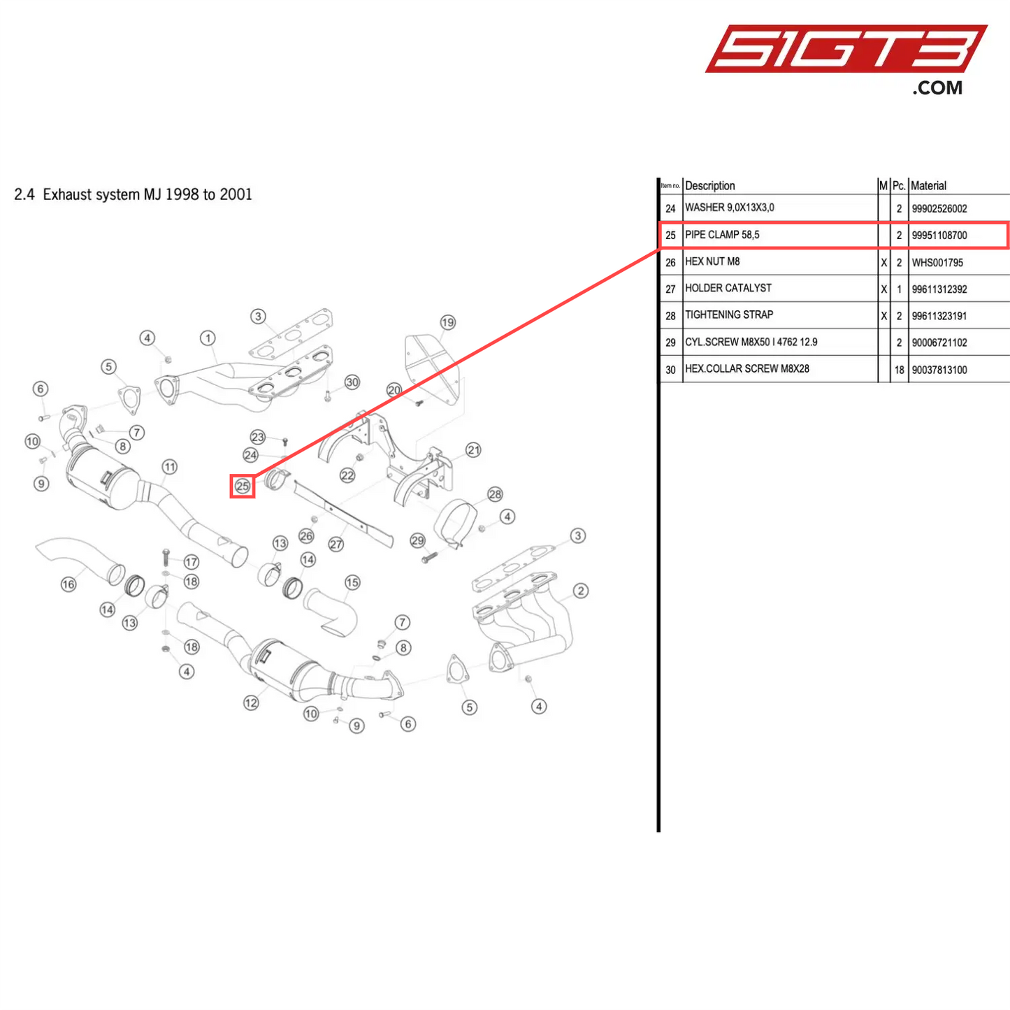 PIPE CLAMP 58,5 - 99951108700 [PORSCHE 996 GT3 Cup]