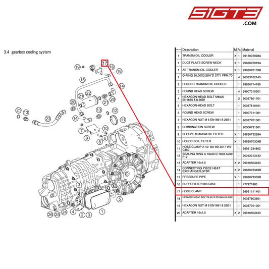 HOSE CLAMP D1 12X15 D 3016 W3/CR - 99951111401 [PORSCHE 997.2 GT3 Cup]