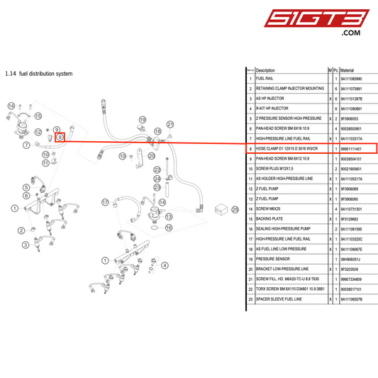 HOSE CLAMP D1 12X15 D 3016 W3/CR - 99951111401 [PORSCHE 911 GT3 R Type 991 (GEN 2)]
