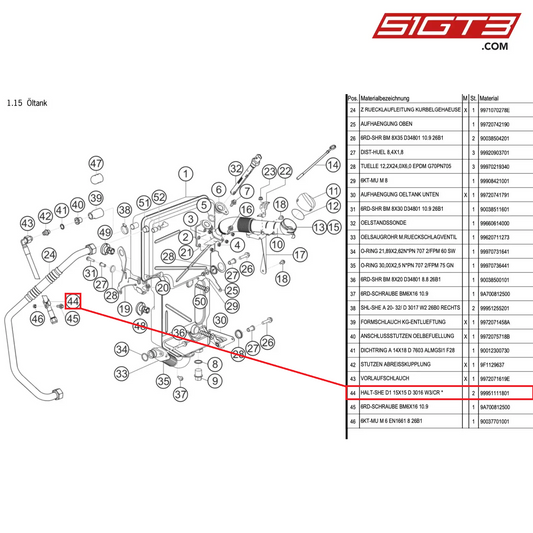 PIPE CLAMP D1 15X15 D 3016 W3/CR - 99951111801 [PORSCHE 997.1 GT3 R]