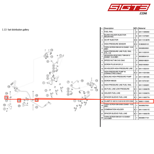 クランプ D1 8X15 D 3016 W1/CR C350 - 99951115302 [ポルシェ 991.1 GT3 R]