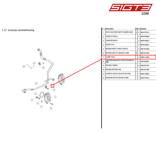 CLAMP 15x15 - 99951115503 [PORSCHE 996 GT3 Cup]