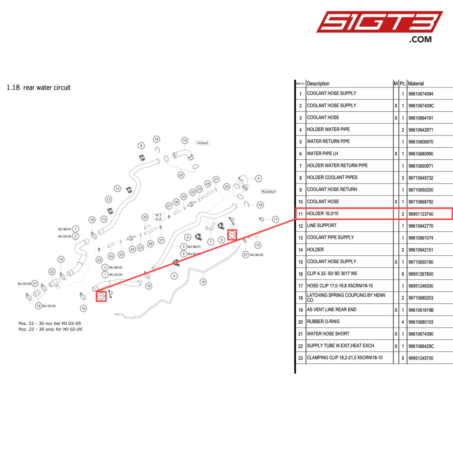 HOLDER 16,0/10 - 99951123740 [PORSCHE 996 GT3 Cup]