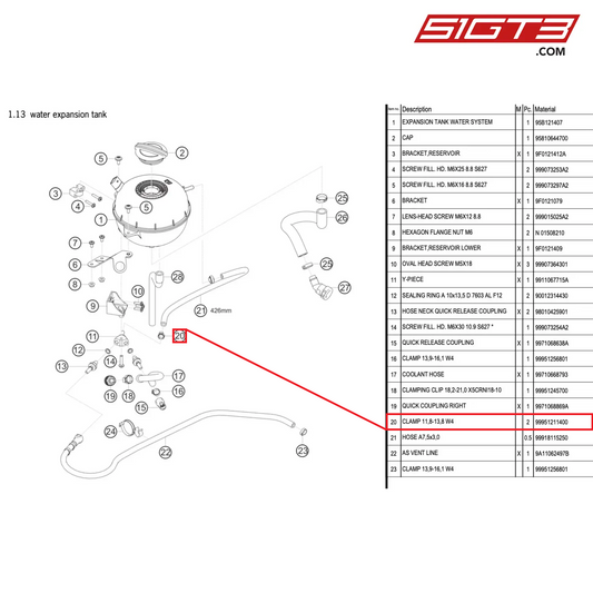 CLAMP 11,8-13,8 W4 - 99951211400 [PORSCHE 911 GT3 R Type 991 (GEN 2)]