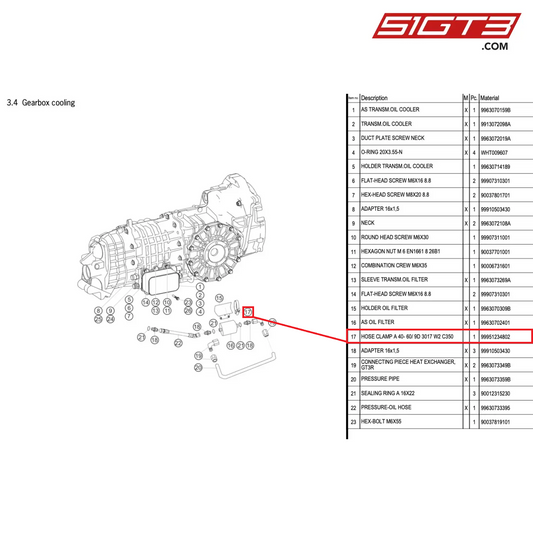 HOSE CLAMP A 40- 60/ 9D 3017 W2 C350 - 99951234802 [PORSCHE 996 GT3 Cup]