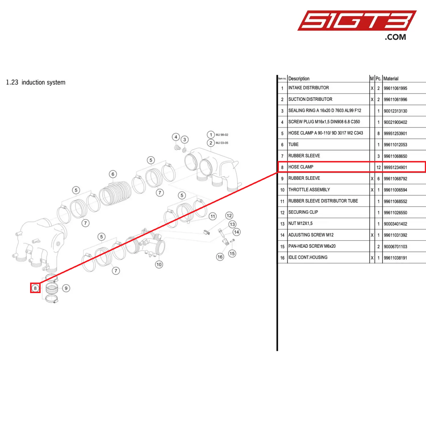 HOSE CLAMP - 99951234901 [PORSCHE 996 GT3 Cup]