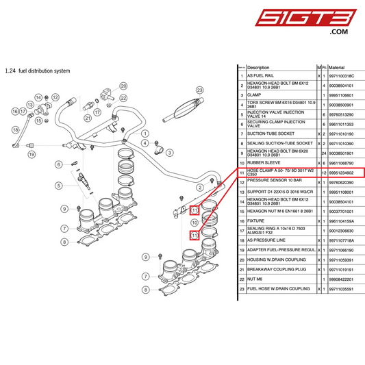 SCHLAUCHSCHELLEN A 50- 70/ 9D 3017 W2 C350 - 99951234902 [PORSCHE 997.2 GT3 Cup]