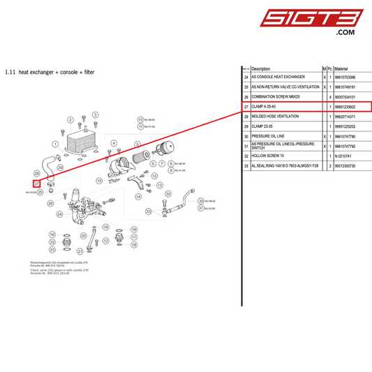 CLAMP A 25-40 - 99951235602 [PORSCHE 996 GT3 Cup]