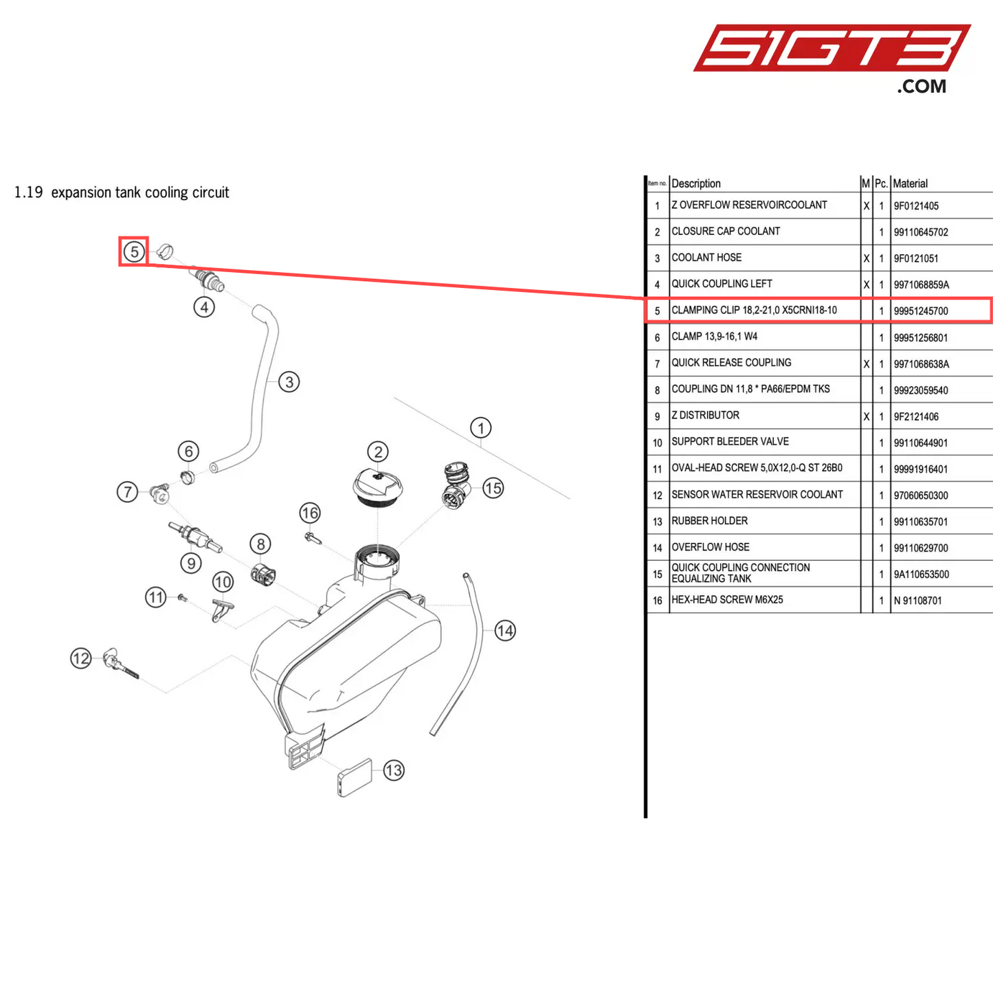 CLAMPING CLIP 18,2-21,0 X5CRNI18-10 - 99951245700 [PORSCHE 911 GT2 RS Clubsport]