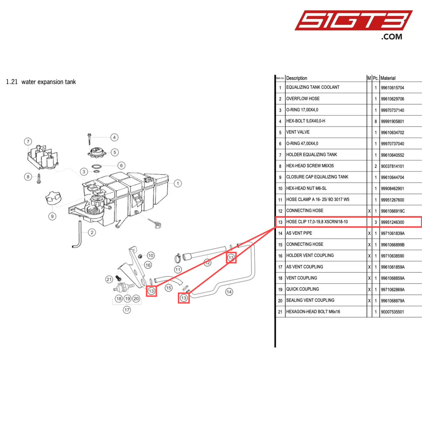 HOSE CLIP 17,0-19,8 X5CRNI18-10 - 99951246300 [PORSCHE 996 GT3 Cup]