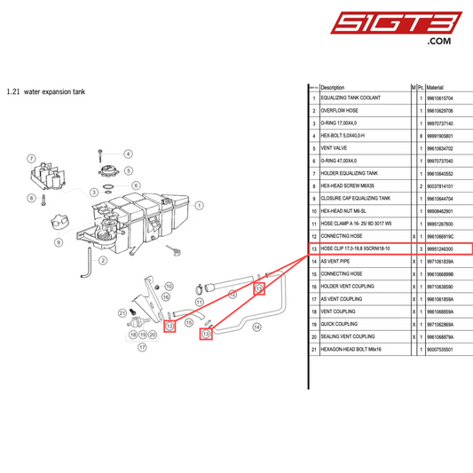 HOSE CLIP 17,0-19,8 X5CRNI18-10 - 99951246300 [PORSCHE 996 GT3 Cup]