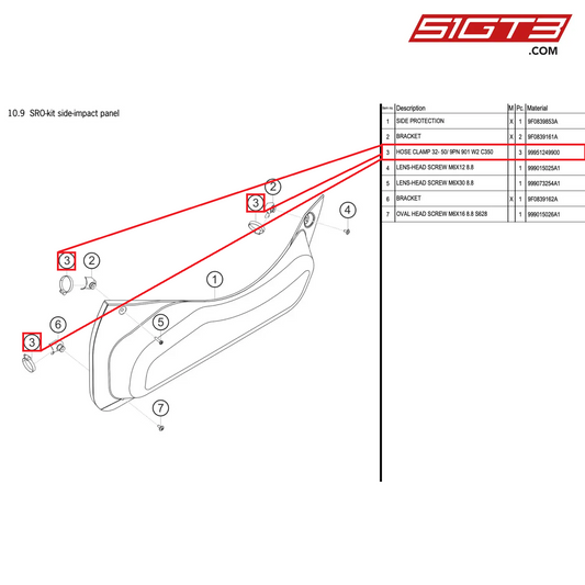 HOSE CLAMP 32- 50/ 9PN 901 W2 C350 - 99951249900 [PORSCHE 911 GT2 RS Clubsport]