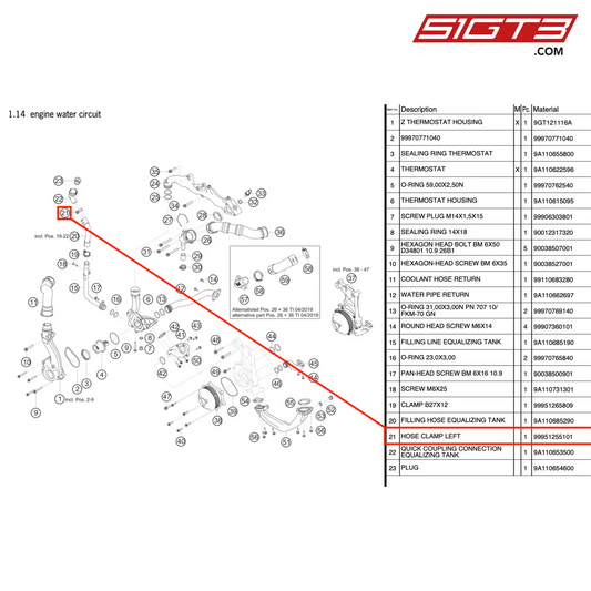 HOSE CLAMP LEFT - 99951255101 [PORSCHE 991.2 GT3 Cup]