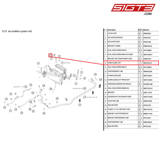 HOSE CLAMP LEFT - 99951255101 [PORSCHE 992.1 GT3 R]