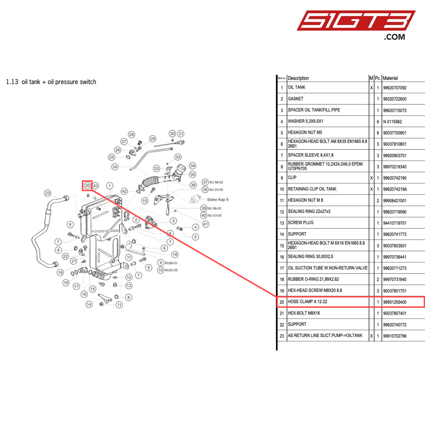 HOSE CLAMP A 12-22 - 99951255400 [PORSCHE 996 GT3 Cup]