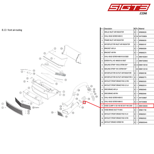 HOSE CLAMP A 120-140/ 9D 3017 W2 C350 - 99951256300 [PORSCHE 992.1 GT3 R]