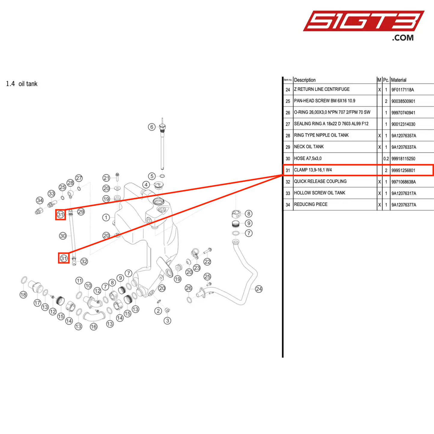 CLAMP 13,9-16,1 W4 - 99951256801 [PORSCHE 911 GT3 R Type 991 (GEN 2)]