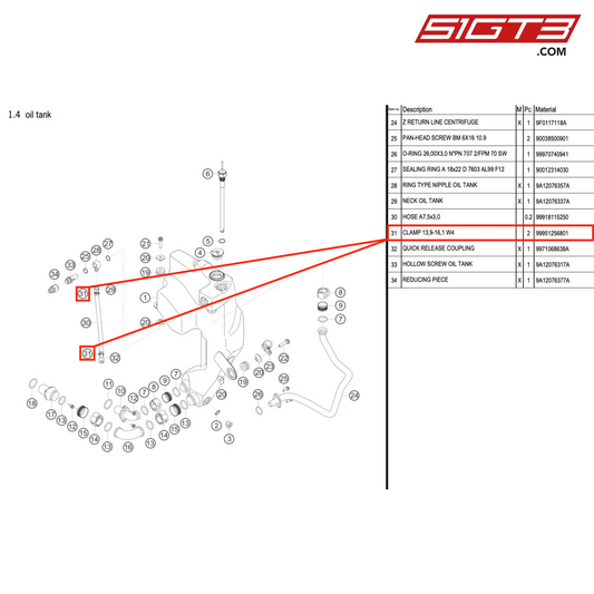 CLAMP 13,9-16,1 W4 - 99951256801 [PORSCHE 911 GT3 R Type 991 (GEN 2)]