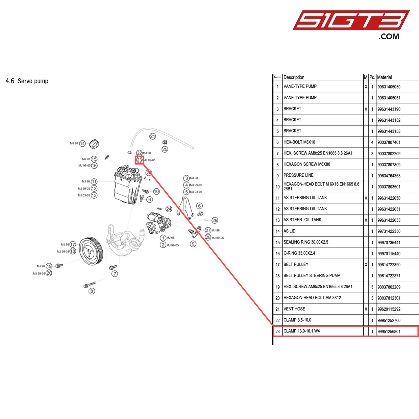 CLAMP 13,9-16,1 W4 - 99951256801 [PORSCHE 996 GT3 Cup]