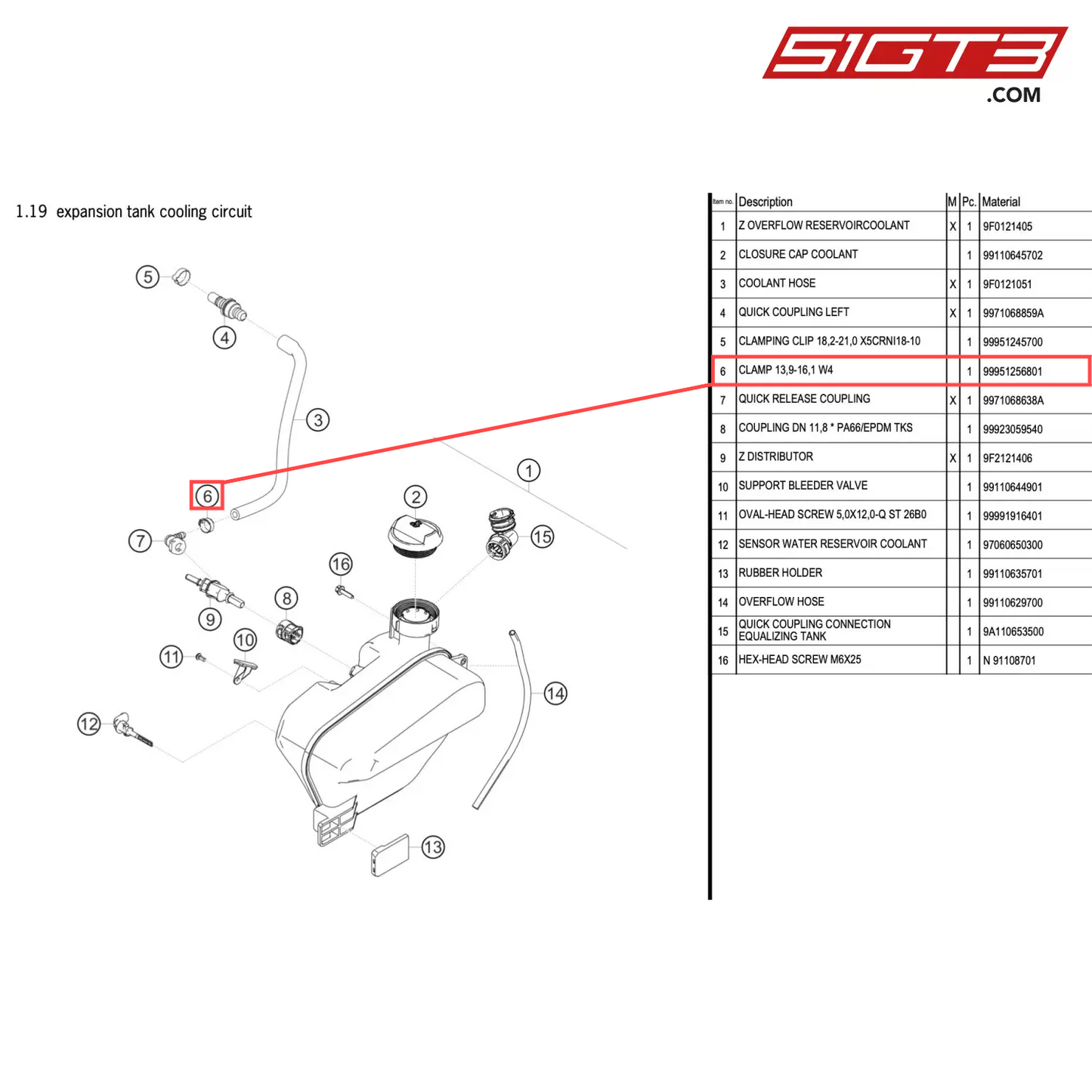 CLAMP 13,9-16,1 W4 - 99951256801 [PORSCHE 911 GT2 RS Clubsport]