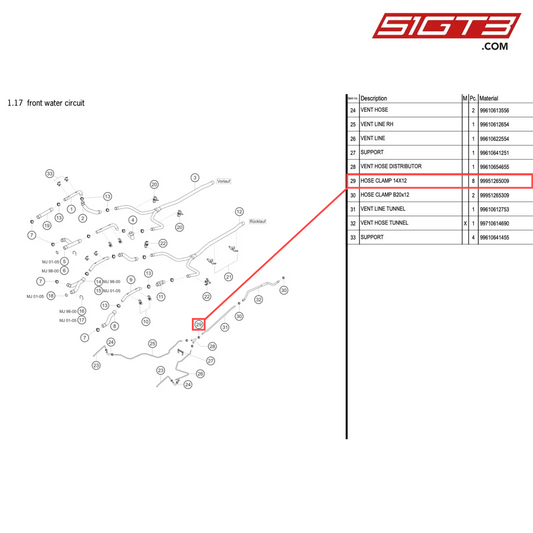 HOSE CLAMP 14X12 - 99951265009 [PORSCHE 996 GT3 Cup]