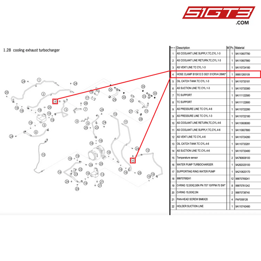 HOSE CLAMP B15X12 D 3021 51CRV4 26M0* - 99951265109 [PORSCHE 911 GT2 RS Clubsport]