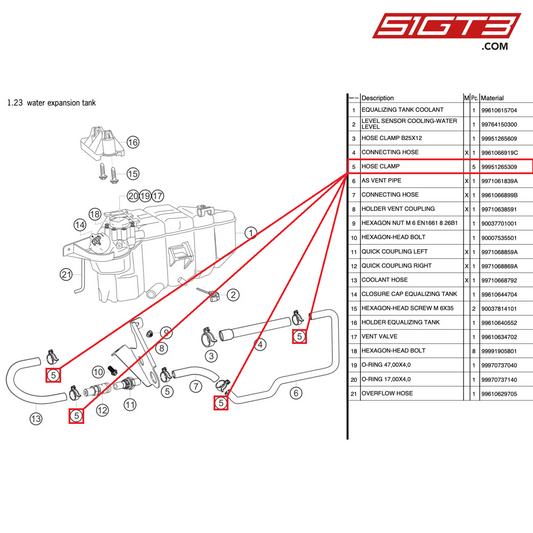 HOSE CLAMP B20x12 - 99951265309 [PORSCHE 997.2 GT3 Cup]