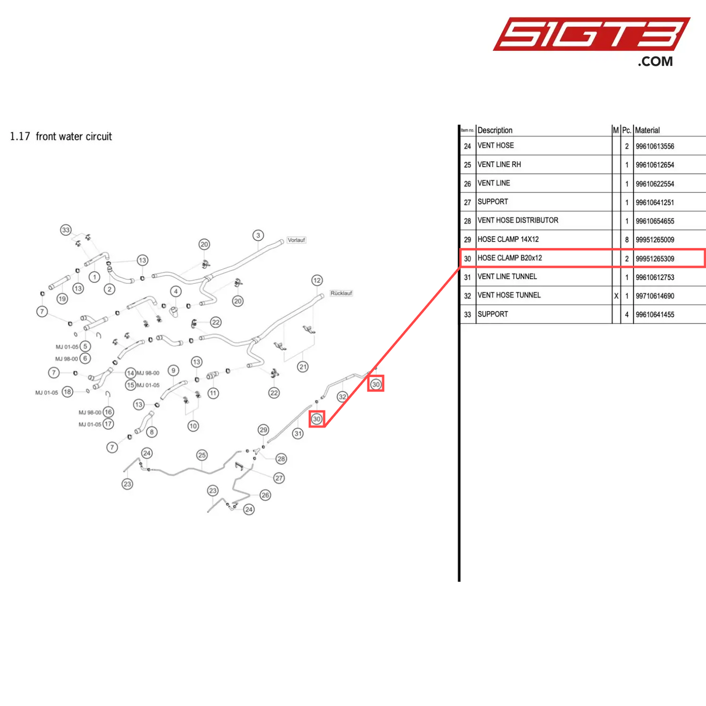 HOSE CLAMP B20x12 - 99951265309 [PORSCHE 996 GT3 Cup]