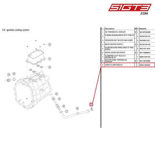HOSE CLAMP B25X12 - 99951265609 [PORSCHE 991.2 GT3 Cup]