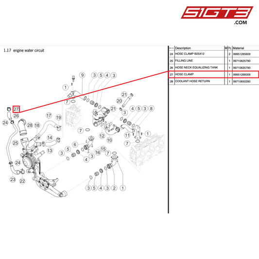 HOSE CLAMP - 99951266009 [PORSCHE 997.2 GT3 Cup]