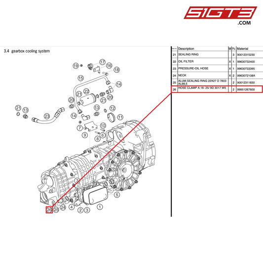 HOSE CLAMP A 16- 25/ 9D 3017 W5 - 99951267600 [PORSCHE 997.2 GT3 Cup]
