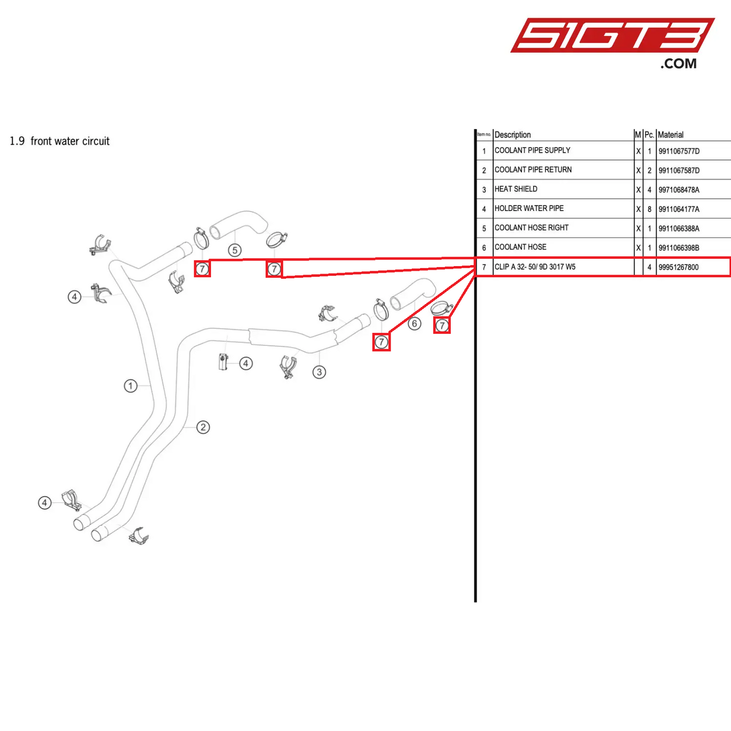 CLIP A 32- 50/ 9D 3017 W5 - 99951267800 [PORSCHE 911 GT3 R Type 991 (GEN 2)]