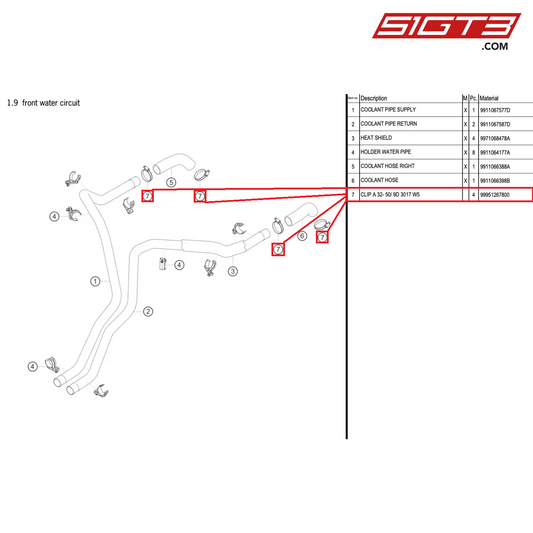 CLIP A 32- 50/ 9D 3017 W5 - 99951267800 [PORSCHE 911 GT3 R Type 991 (GEN 2)]