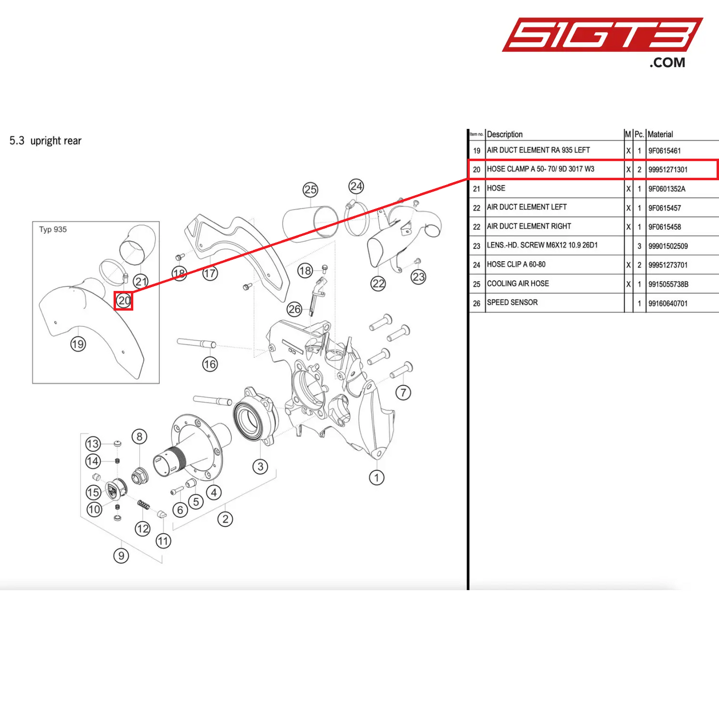 HOSE CLAMP A 50- 70/ 9D 3017 W3 - 99951271301 [PORSCHE 911 GT2 RS Clubsport]