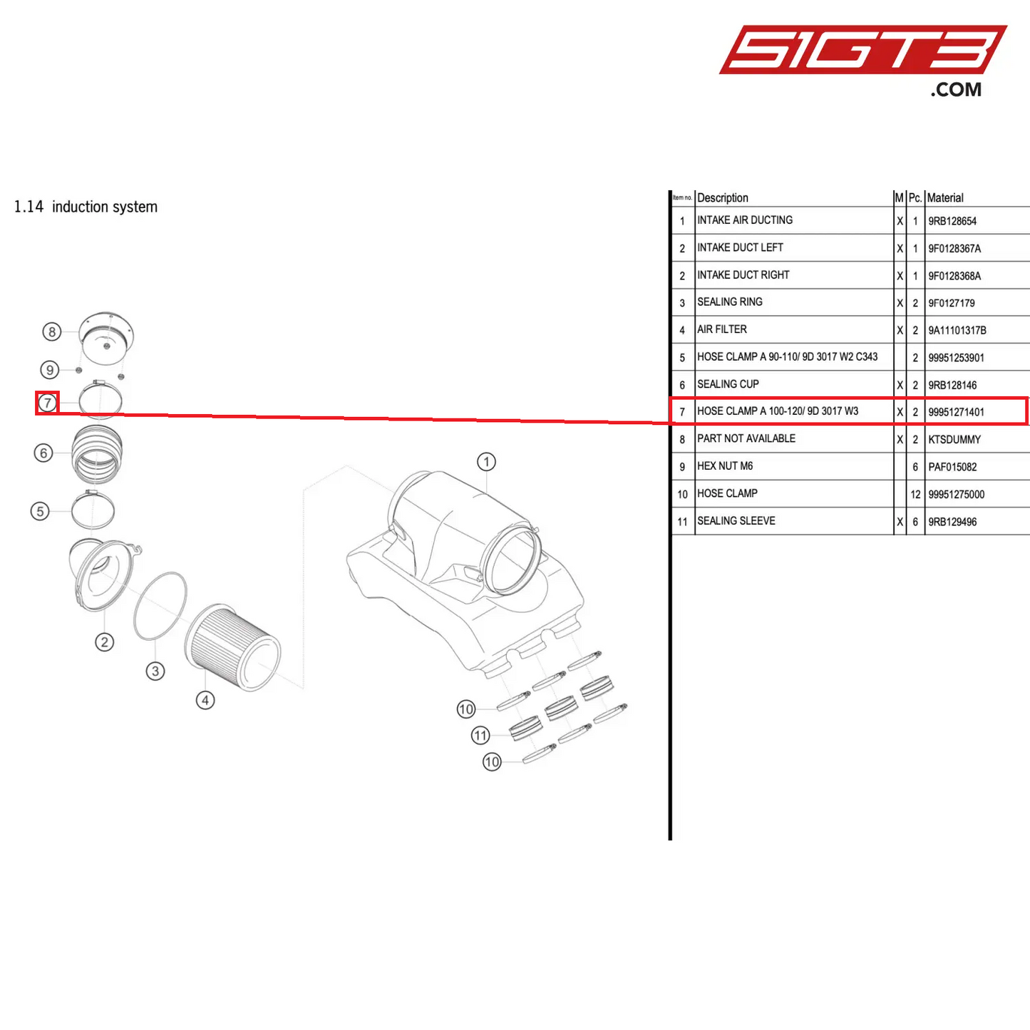 HOSE CLAMP A 100-120/ 9D 3017 W3 - 99951271401 [PORSCHE 992.1 GT3 R]