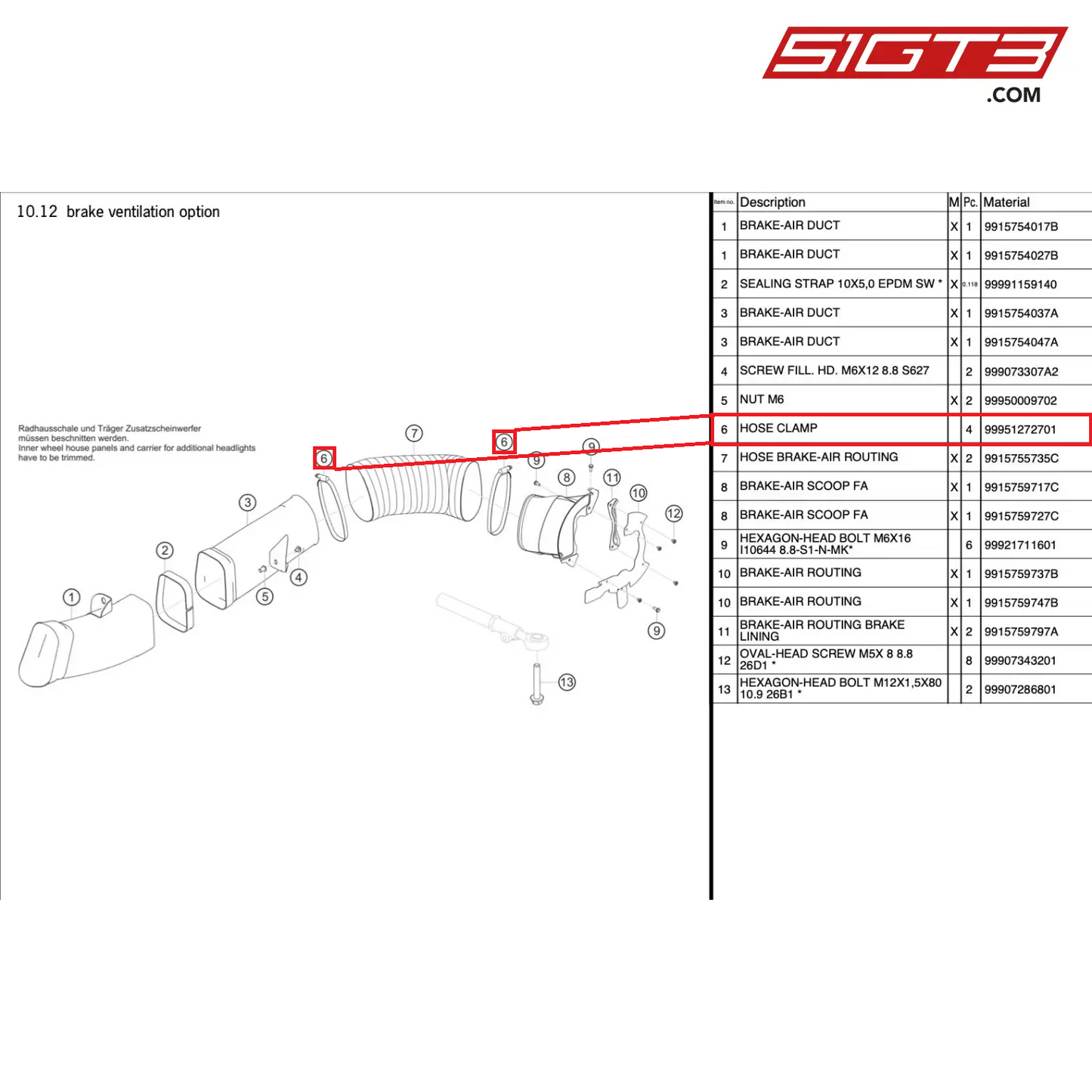 HOSE CLAMP - 99951272701 [PORSCHE 991.1 GT3 R]