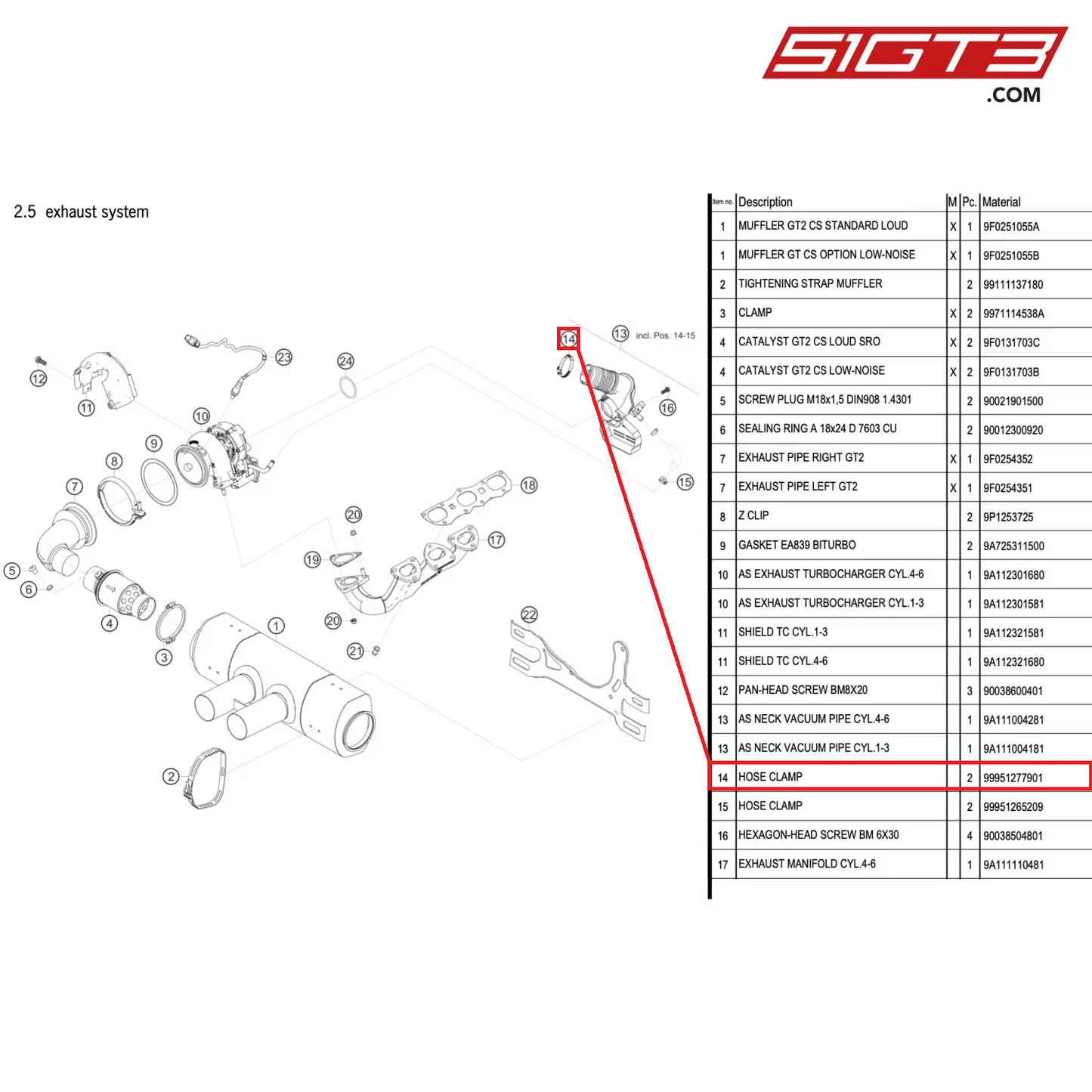 HOSE CLAMP - 99951277901 [PORSCHE 911 GT2 RS Clubsport]