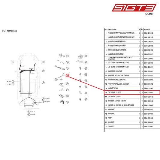TIE WRAP 15,0X55 - 99951306440 [PORSCHE 996 GT3 Cup]