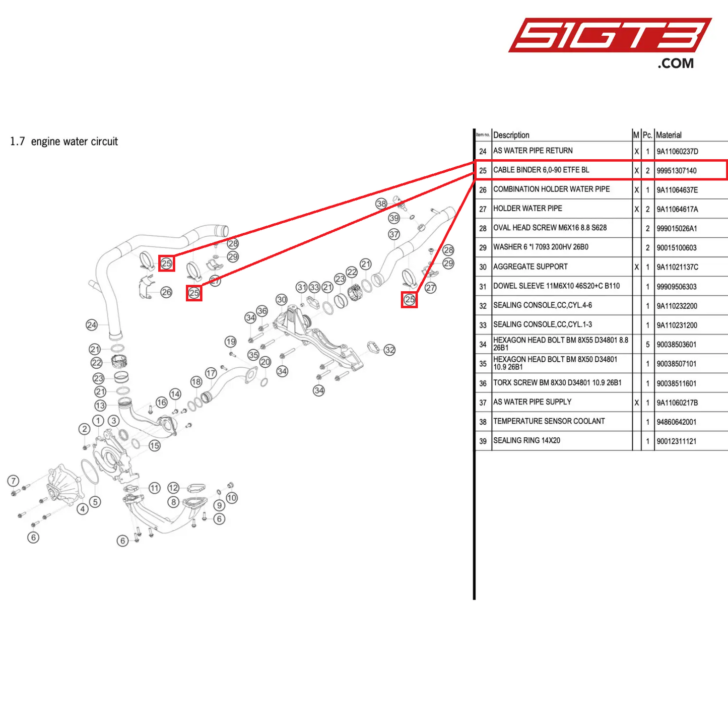 CABLE BINDER 6,0-90 ETFE BL - 99951307140 [PORSCHE 911 GT3 R Type 991 (GEN 2)]