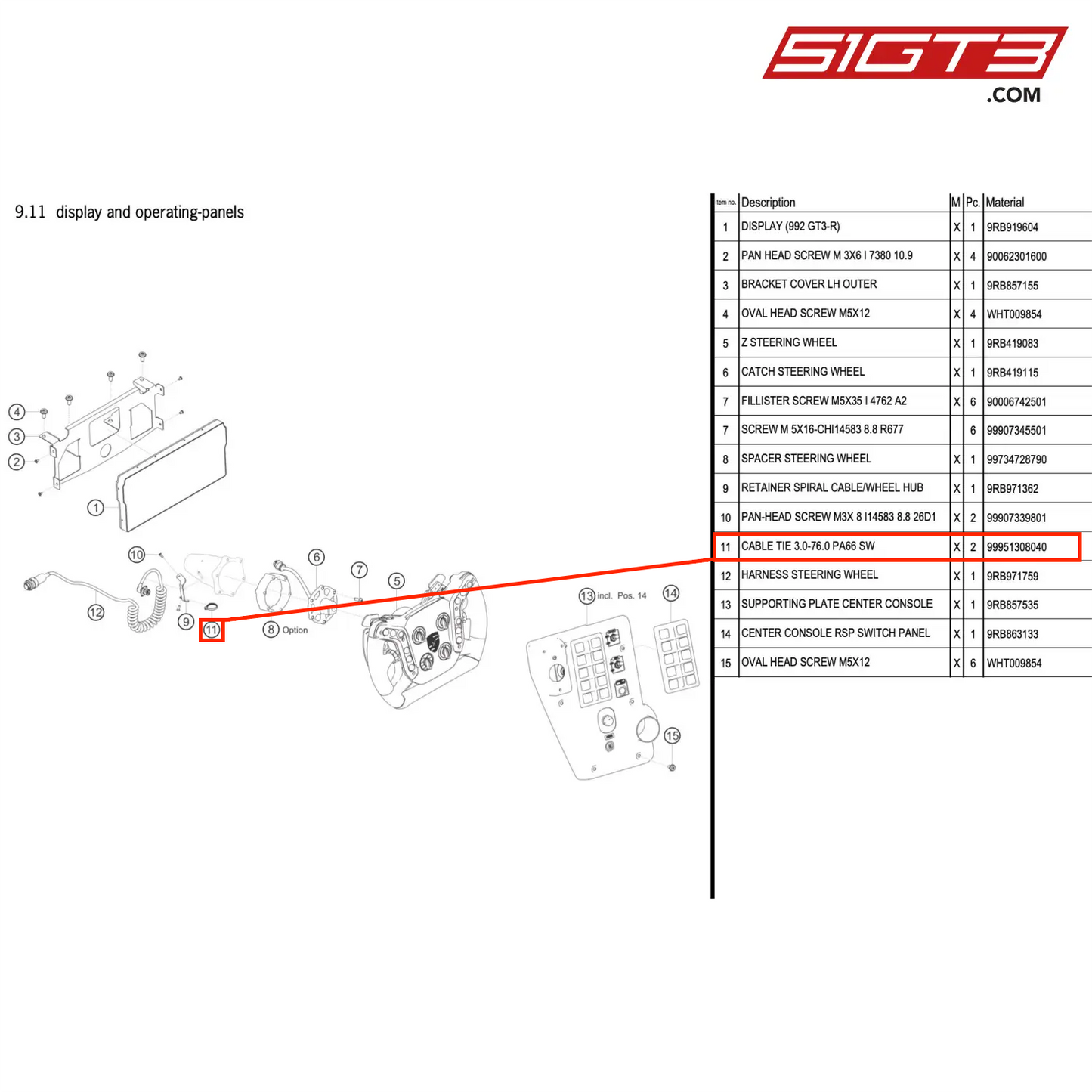 CABLE TIE 3.0-76.0 PA66 SW - 99951308040 [PORSCHE 992.1 GT3 R]