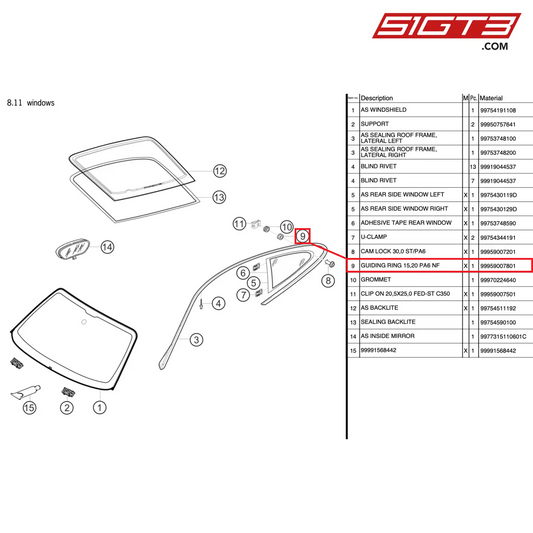 GUIDING RING 15,20 PA6 NF - 99959007801 [PORSCHE 997.2 GT3 Cup]